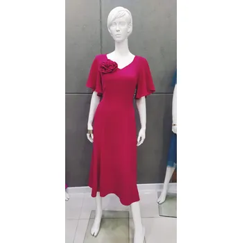 Dámské šaty Šaty elegantní kr. ruk. Trynite K1528B-TK barva: červená malina, velikost: 48