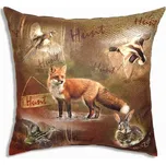 Myslivecký polštář Wildzone liška s mysliveckým pozadím 2