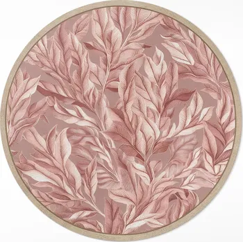 Koberec Koberec Kulatý Vnitřní Vinylový průměr 50 cm Jemné pastelové listy boho