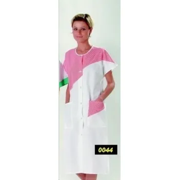 Zdravotnický plášť Dámský propínací plášť vz. 44 kimono rukáv bílá/ barevný proužek