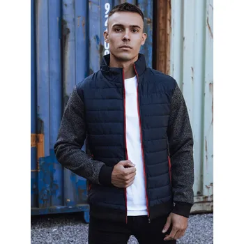 Tmavě modrá pánská přechodová bunda s červenými zipy TX4857 Velikost: M