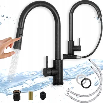 Vodovodní baterie Kuchyňská baterie stojánková APKOMFORT TORA SLIM černá, granit