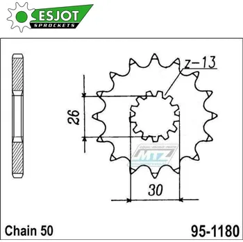Řetězová sada pro motocykl Kolečko řetězové (pastorek) 1180-19zubů ESJOT 50-35030-19 - Triumph 750 + T509 + 900 + 955 + 955i + 1000 + 1050 + 1200 TRIUMPH Sprint 955 RS 2000-2003