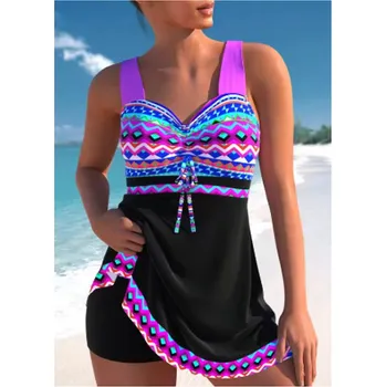 Dámské plavky Dámské dvoudílné plavky - tankiny - Vel. S až 6XL Barva: Fialová, Velikost: XXXL