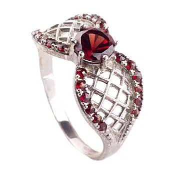 Prsten granát - stříbrný prsten (3166) Velikost: 53, povrchová úprava: zlacené