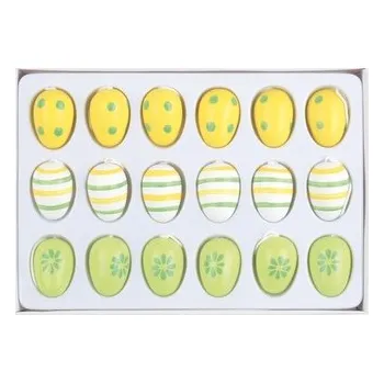 Velikonoční dekorace Vajíčko dřevěné na pověšení 2,5 cm, 18 ks v krabičce