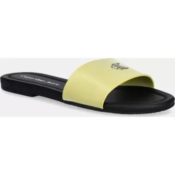 Dámské pantofle Pantofle Calvin Klein Jeans FLAT SANDAL SLIDE MG dámské, žlutá barva, YW0YW01697 11X, EUR 36