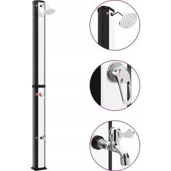 Zahradní sprcha Solární sprcha 35 l, černo-stříbrná, 14,8 x 18 x 217 cm