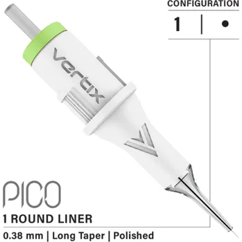 Tetování FK IRONS Vertix Pico 1 Round Liner 0,38mm Long Taper 38/1RLLT Texturovaná
