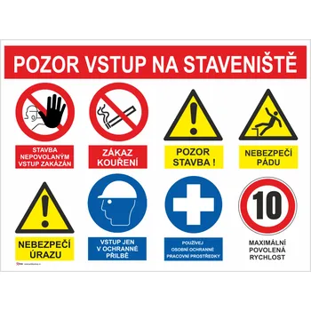 Pozor vstup na staveniště plast 3 mm 600 x 400 mm