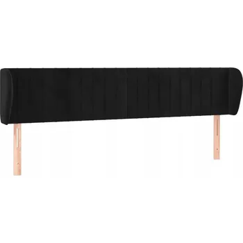 Čelo postele s ušima samet černé 203x78/88cm