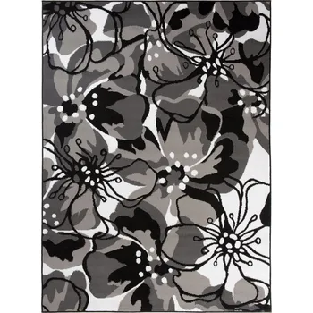 Koberec Koberec KVĚTINY turecký 160x220 bcf šedý s květinami macešky maya černý