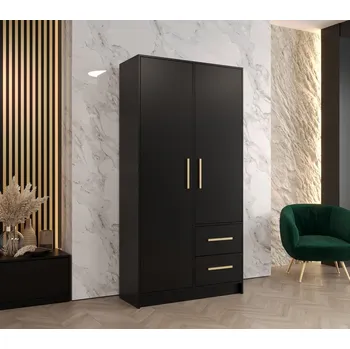 Šatní skříň VÝPRODEJ - Elegantní šatní skříň Berlin 4 - černá / zlatá