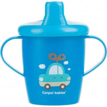 Kojenecká láhev Canpol babies Nevylévací hrneček TOYS 250ml modrý