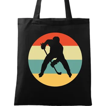 Bavlněná taška Retro hokejista Retro Hockey Player (Barva: Černá)