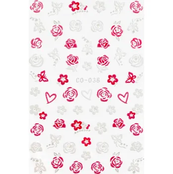 Samolepky na nehty 3D, samolepící, Valentýnské květiny CO-038