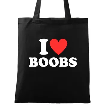 Bavlněná taška Miluju prsa I Love Boobs (Barva: Černá)