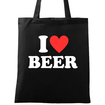 Bavlněná taška Miluju pivo I Love Beer (Barva: Černá)