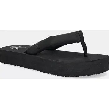 Dámské žabky Žabky Calvin Klein Jeans BEACH SANDAL FLATFORM TTXR SATIN dámské, černá barva, na platformě, YW0YW01723 99X, EUR 36