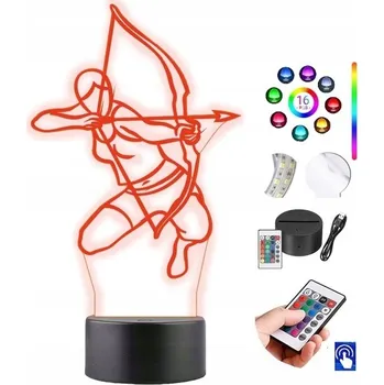 Lampička LAMPKA na SKLE Lukostřelec Lukostřelba 3D LED RGB + DÁLKOVÝ OVLADAČ 16 BAREV