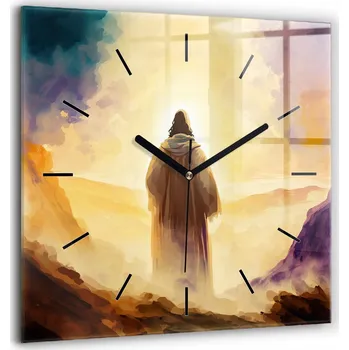 Hodiny Moderní Nástěnné Hodiny s Náboženským Motivem - Sakrální Ilustrace Ježíše
