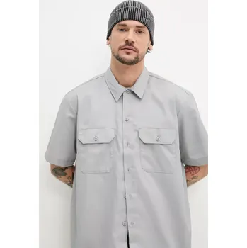 Pánská košile Košile Dickies pánská, šedá barva, regular, s klasickým límcem DK0A4XK7BLK 09X, vel. S