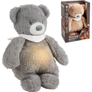 plyšák NATTOU Uspáváček plyšový hudební se světýlkem a senzorem pláče 4v1 Sleepy Bear Grey 0m+