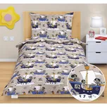 Dětské povlečení NÁMOŘNÍK MODRÁ, ŠEDÁ, bavlna hladká, 140x200cm + 70x90cm