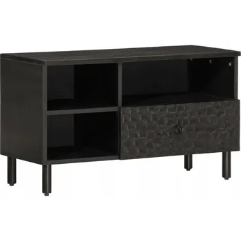 Televizní stolek TV stolek z masivního mangového dřeva, černý, 80x33x46 cm
