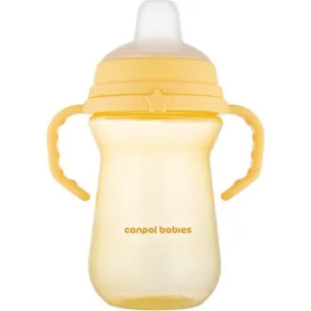 Canpol babies Hrneček se silikonovým pítkem FirstCup 250ml žlutý