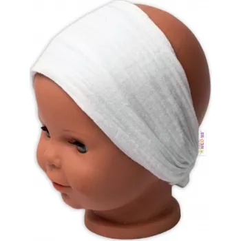Zimní čelenka Lehká mušelínová čelenka Bandana, bílá, vel. 104/110