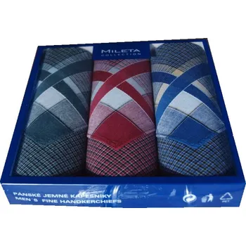 Látkový kapesník Mileta Pánské dárkové kapesmíky 3ks