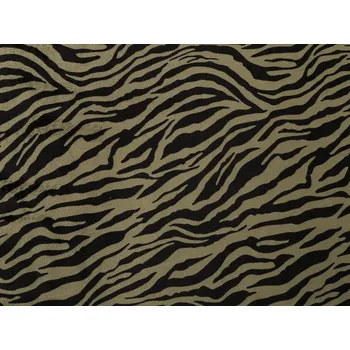 Samet imitace zvířecí kůže zebra METRÁŽ - 2 (150 cm) zelená khaki