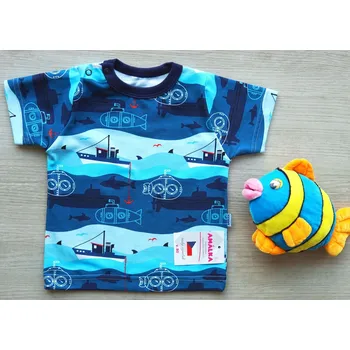 AMÁLKA Dětské elastické tričko krátký rukáv, moře, lodičky Velikost: 110
