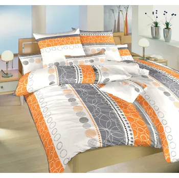 Povlečení Oranžové krepové povlečení 140x220 + 70x90 Hotelový uzávěr