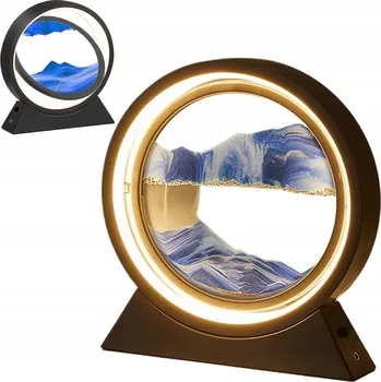 Lampička STOLNÍ LAMPA NOČNÍ LAMPA S VESTAVĚNOU 3D PŘESÝPACÍ HODINY S POHYBLIVÝMI PÍSKY