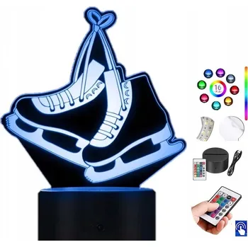 Lampička LAMPičKA NA SKLE Brusle Bruslení 3D LED RGB + DÁLKOVÝ OVLADAČ 16 BAREV