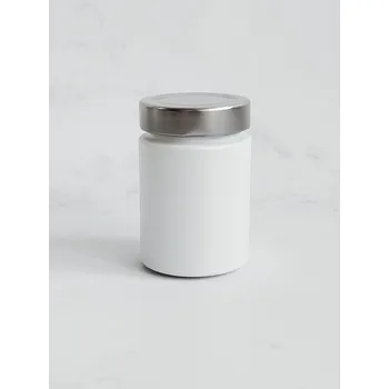 Dóza na potraviny Kořenka skleněná bílá TOM 192 ml se stříbrným víčkem Twist Off Deep 58 mm