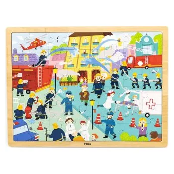 Dřevěné puzzle 48 dílků Viga Hasiči