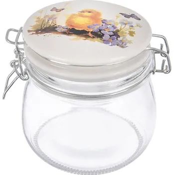 Dóza na potraviny Skleněná dóza s keramickým víčkem a klipovým uzávěrem JARO kuře 0,5 l