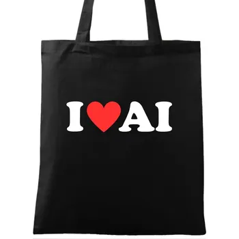 Nákupní taška Bavlněná taška Miluju umělou inteligenci I Love AI (Barva: Černá)
