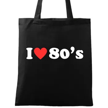 Nákupní taška Bavlněná taška Miluju osmdesátky I Love 80's (Barva: Černá)