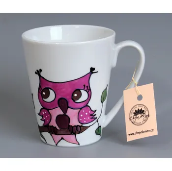 Porcelánový hrnek - sova fialová