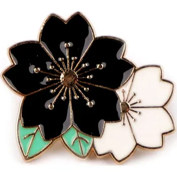Náramek Brož / odznak květ, čtyřlístek, malé, 2 černá květy