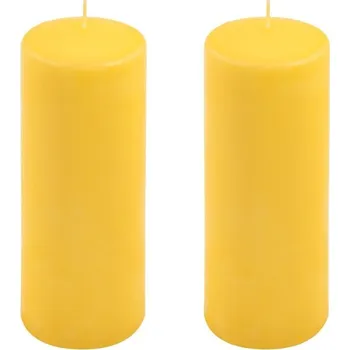 Svíčka Sada sloupových svíček, 20 cm, Ø 7,5 cm, žlutá, 2 kusy.