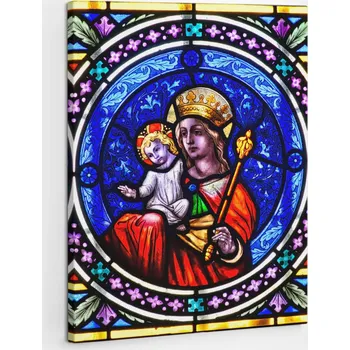 Obraz Výtisk na Plátno Do pokoje Vitráž Panny Marie s Ježíškem 60x80