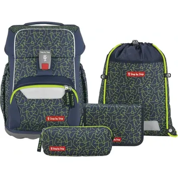 Školní batoh 4 dílný set, Step by Step BASIS Green Geometric, AGR
