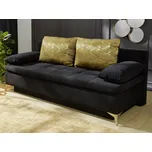 Rozkládací pohovka Sarah, černá sametová látka/zlatý motiv