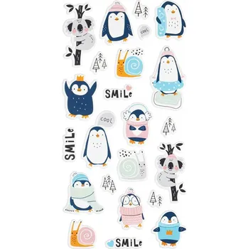 samolepka Samolepky MESHU "Cute Friends" tučňáci 10x24 cm, 22 ks