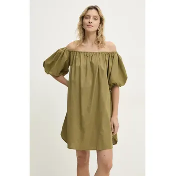 Dámské šaty Lněné šaty Answear.LAB zelená barva, mini, oversize 8997.FKK 87X, vel. M